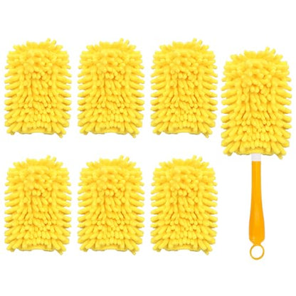 Reusable Duster Refill Compatible with Swiffer Hand Duster, 360 Duster Refills Only, Washable Pet Heavy Duty Dusters Refills for Swiffer Duster 3ft 6ft Extended Handle, 6 Pack (Handle is Not Included) - color: 6 Pack (Yellow)