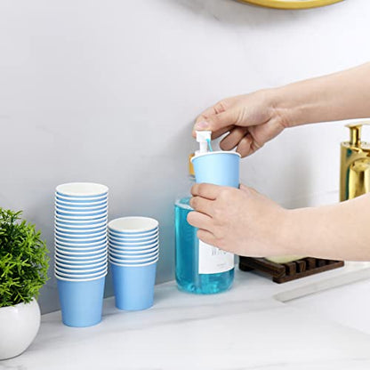 VITVITI 30 PACK Bathroom Mouthwash Cups, Disposable 3.7 OZ Coffee Paper Cup, Small Cup for Mouth Wash/Hot Cold Beverages Liquid/Tea, Blue - color: BLUE 30P