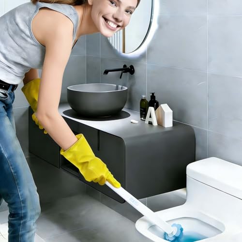 Disposable Toilet Brush,Toilet Bowl Brush with Holder,36 Refills Toilet Bowl Cleaner,Toilet Cleaning Supplies,Wall Mounted Toilet Wand Brush Kit for Cleaning and Bathroom Maintenance - color: White