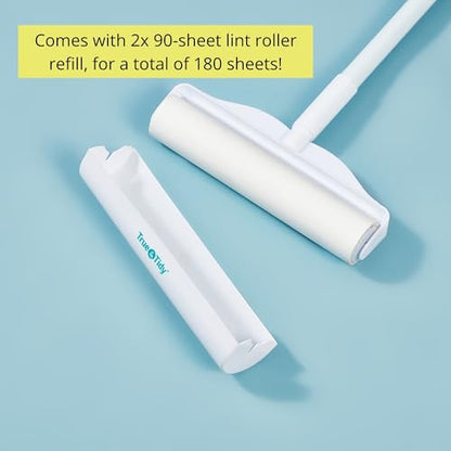 True & Tidy StickyPro XL Lint Roller Value Set with 2 Lint Roller Refills, Heavy-Duty Durable, Adjustable Handle Works Great on Pet Hair, Clothing, Furniture and More, 360 Sheets Total, Refillable - size: Lint Roller with 4 Refills