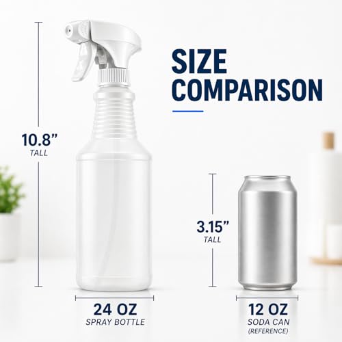 Bar5F Empty Spray Bottles (3-Pack), 24 oz – Bleach-Resistant Trigger Sprayer with Fine Mist & On/Off, Chemical-Resistant for Bleach, Vinegar & Cleaning Solutions, Refillable HDPE Bottles