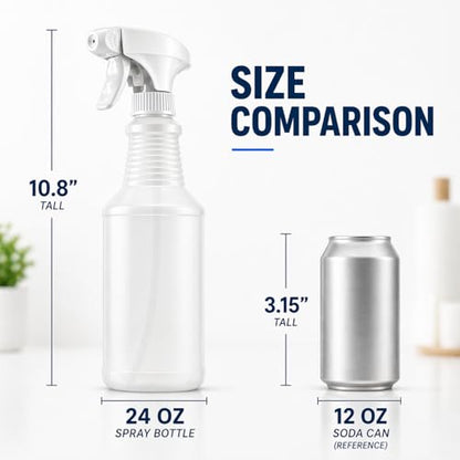 Bar5F Empty Spray Bottles (3-Pack), 24 oz – Bleach-Resistant Trigger Sprayer with Fine Mist & On/Off, Chemical-Resistant for Bleach, Vinegar & Cleaning Solutions, Refillable HDPE Bottles