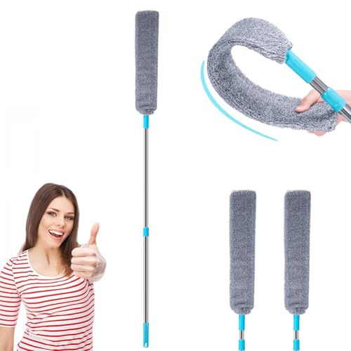 Retractable Gap Dust Cleaning Artifact, Flat Duster, Retractable Microfiber Dust Brush Gap Mop for Cleaning (1 mop +2 Cloth) - color: 1 Mop +2 Cloth