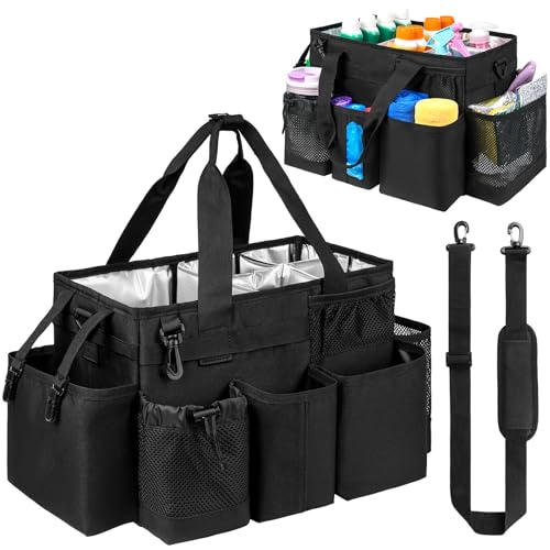 Cleaning Caddy Bag, Cleaning Supplies Organizer for Housekeepers, Housekeeping Caddy with Handle and Detachable Padded Cushion, Black - color: Black, size: Medium