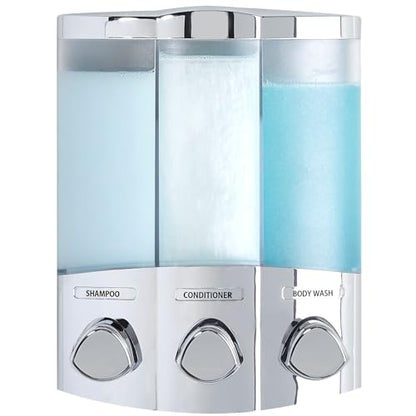 Better Living Products 76344-1 Euro Series TRIO 3-Chamber Soap and Shower Dispenser, Chrome - size: 3-Chamber