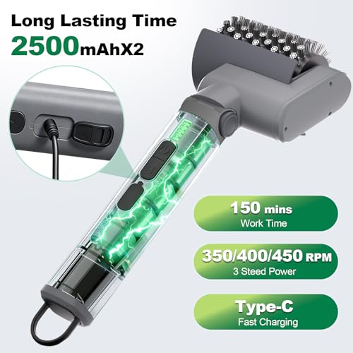 2026 New Electric Grill Brush with 3 Replacement Head,3-Speed Power Control,Cordless Rechargeable Grill Cleaning Brush with Adjustable Angle,Cleaning Tool for Outdoor BBQ,No Bristle Shedding-Gray