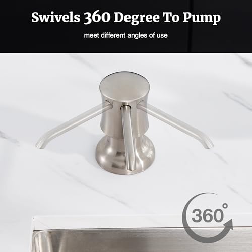Soap Dispenser for Kitchen Sink Brushed Nickel, Built-in and Refill-from-Top Design with Liquid Hand & Dish Soap Bottle - color: Brushed Nickel, size: with Bottle