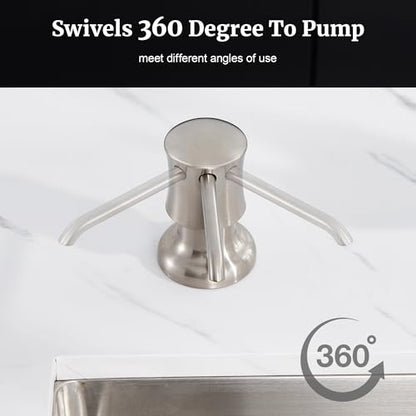 Soap Dispenser for Kitchen Sink Brushed Nickel, Built-in and Refill-from-Top Design with Liquid Hand & Dish Soap Bottle - color: Brushed Nickel, size: with Bottle