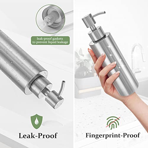 ARKTEK -Stainless Steel Countertop soap dispenser Rust Proof Liquid Hand soap dispenser, Premium Kitchen Pump for Liquid Bathroom Hand Dish Lotion (11.8 Oz / 350 ml) - color: Silver
