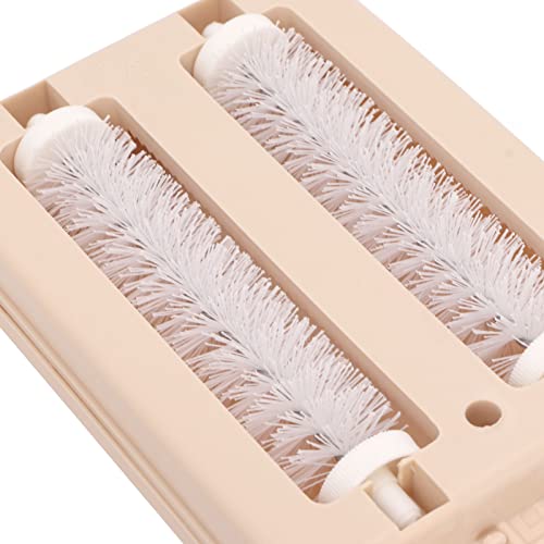 Yinhing Double Roller Broom Brush, Carpet Debris Sweeper with Comfortable Grip, Beige