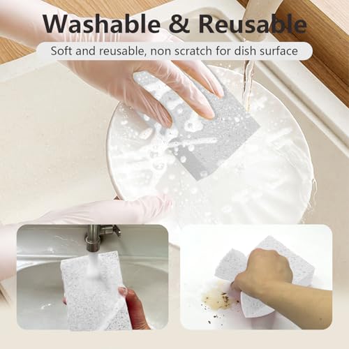Cleaning and Washing Sponge, 3 Pack Large Extra Thick Heavy Duty Sponge Multi-Purpose for Kitchen Bathroom Bike Boat Car, Natural Cellulose Sponges 4" X 6" X 2" (White) - color: A-white