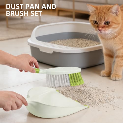 NACENA Dust Pan and Brush Set, Large Hand Broom and Dustpan Set Large Brush and Dustpan Set for Camping Broom and Dustpan Combo for Daily Cleaning Pet Hair Office Home Car, Yellow & Green - color: Yellow & Green