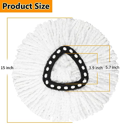 8-Pack Spin Mop Replacement Heads, 100% Microfiber Spin Mop Refills Heads for Easy Wring, 360°Micro Replacement Mop Head for Easy House Cleaning Floor Mopping - (White) - size: 8Pack