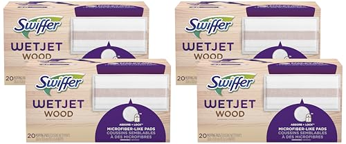 Swiffer WetJet Mops for Floor Cleaning, Hardwood Floor Cleaner Spray Mop Pad Refill, 20 Count (Pack of 4) - size: 20 Count (Pack of 4)