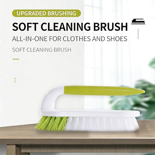 Scrub Brush 2 Pack Heavy Duty Stiff Bristle Multi-Purpose Cleaning Brush with U-Shaped Handle Durable Plastic Small Brush for Shoes Floor Kitchen Sink Bathroom Scrubber (Yellow-Green+Gray) - color: Yellow-green+gray