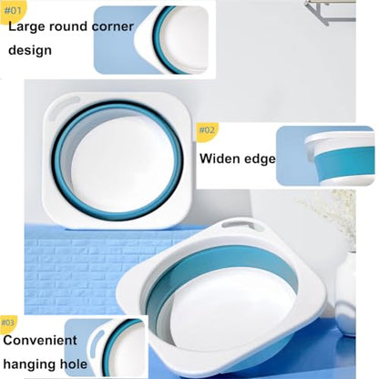 Collapsible Plastic Wash Basin 5L (1.4 Gallon), Kitchen Dishpan, Floding Small Bathtub, Space Saving Plastic Wash Bin for Dorm Camping Supplies Fishing Travel and Home (Blue 1 pcs) - color: Blue 1 Pcs