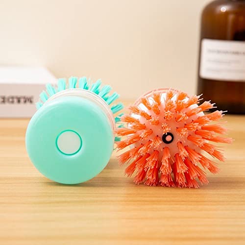 Generic Dish Brush with Soap Dispenser for Dishes, Pots, Pans, Kitchen Sink Scrubbing - Pink, Plastic, Nylon Bristles, 2 Pack - color: Pink