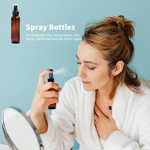 36 Pack Amber Plastic Spray Bottles 4 oz Small Spray Bottle Plastic Fine Mist Spray Empty Bottle, Amber 4 oz Spray Bottles Bulk for Travel, Essential Oils - color: Amber