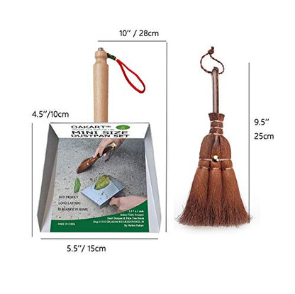 Mini Metal Dustpan and Brush Set, Natural Hand Broom, Stainless Steel Dust Pan, Heat-Safe for Fireplace Ash Cleaning, Anti-Static, Eco-Friendly - style: Mini Dustpan
