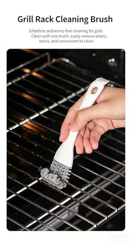 2 Pack Grill Cleaning Brush for BBQ Grill Grates, Kitchen Gap Cleaning Brush with Scraper, Detail Cleaning Tool for Stove Top, Sink, Oven Rack, Drain and Hard-to-Reach Areas