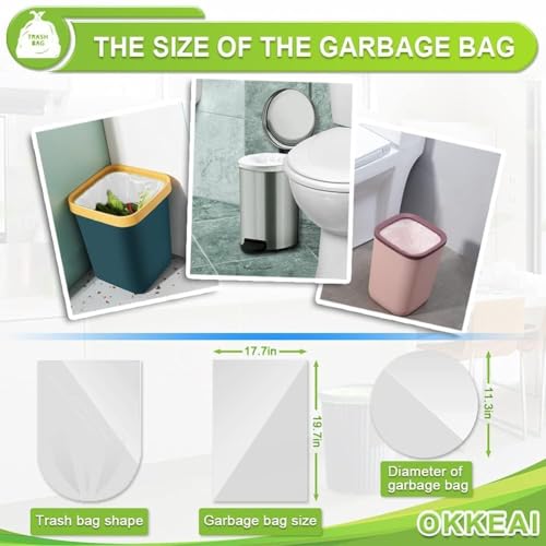 OKKEAI 4-5 Gallon Trash Bags Small Garbage Bags Bathroom Trash Can Bags150 Counts Wastebasket Liners for Office Kitchen,White,Fits 15-20 Liter Bins - style: 4 Gallon-150-White