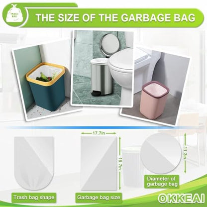 OKKEAI 4-5 Gallon Trash Bags Small Garbage Bags Bathroom Trash Can Bags150 Counts Wastebasket Liners for Office Kitchen,White,Fits 15-20 Liter Bins - style: 4 Gallon-150-White