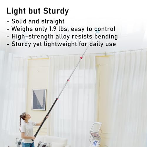 12FT Telescoping Extension Pole - Adjustable Aluminum Paint Roller Pole with 3/4" Universal Threaded Tip - Flip-Lock Extendable Pole for Window Roof Pool Cleaning - size: 12ft pole1