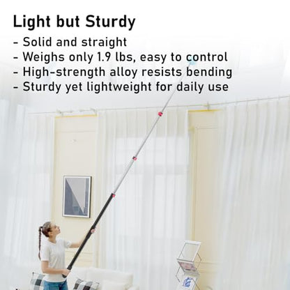 12FT Telescoping Extension Pole - Adjustable Aluminum Paint Roller Pole with 3/4" Universal Threaded Tip - Flip-Lock Extendable Pole for Window Roof Pool Cleaning - size: 12ft pole1