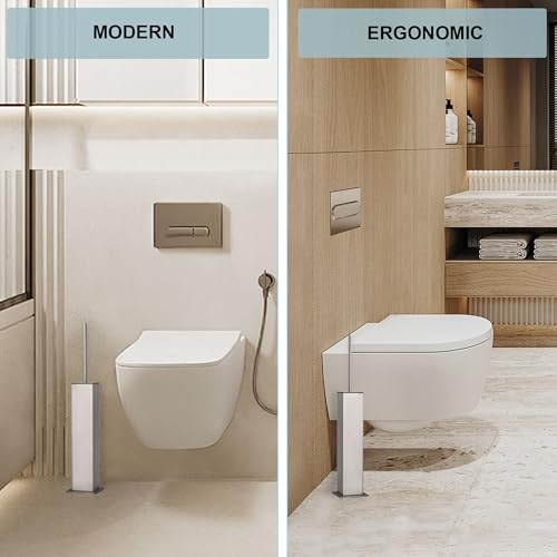 Brushed Nickel Toilet Brush and Holder,Toilet Bowl Brush with Extra Long Handle - color: Brushed Nickel