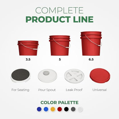 EconoHome 5-Gallon Red Bucket Pail Container with Lid | Metal Handles with Plastic Grip | Easy Stack and Store | Heavy-Duty, Approx 90 MIL, Extra Durable | Food Grade | BPA Free - 2 Pack - color: Red, size: 2 Pack