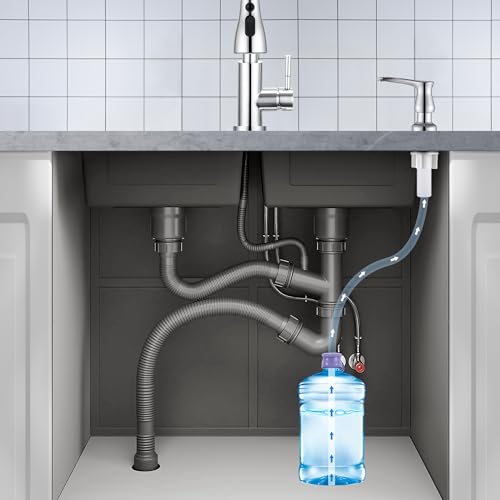 GAGALIFE Kitchen Sink Soap Dispenser Chrome, Under Sink Soap Dispenser with 40" Silicone Extension Tube, Say Goodbye to Frequent Refills - color: Chrome, size: with Hose
