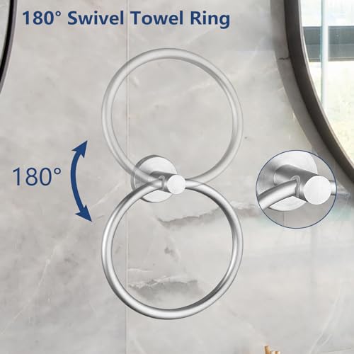 Bathroom Hardware Set, Towel Ring & Toilet Paper Holder, Stainless Steel SUS304, Hand Towel Hanger & Toilet Roll Holder, Sturdy Bathroom Accessories for Home or Kitchen Brushed Nickel - color: Brushed Nickel