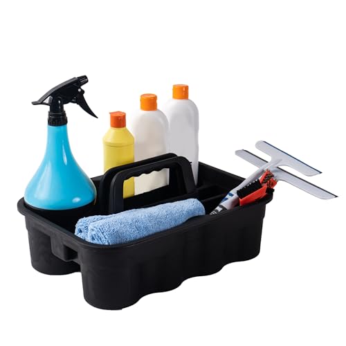 Matthew Large Plastic Tote Tool & Deluxe Supply Cleaning Caddy with Handle Portable Shower Basket Storage Caddy for Cleaning Products Organizer,Take-Out Coffee/Soft Drink,Bath Multi Use - Black - color: Black, size: Pack of 1