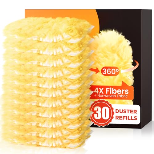 30 Count Heavy Duty Duster Refills for Swiffer, Multisurface 360° Larger Size Dusters with 4X Microfibers, Unscented Disposable Dusters for Cleaning Home, Blinds, Fans, Corners (Only Duster) - size: 30 Count