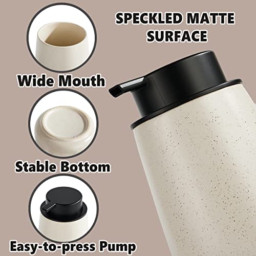 12Oz Hand Soap Dispenser Set - 2 Pack Ceramic Foam Soap Dispenser Set with Easy-to-Press Black Pump, Refillable Mordern Foaming Dish Soap Dispensers for Bathroom & Kitchen (Beige, Foam Pump) - color: Beige Foaming Dispenser