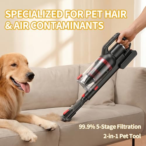 Cordless Vacuum Cleaner, Stick Vacuum with Tangle-Resistant Design, Up to 45-Min Max Run Time, Versatile Deep Clean for Carpet, Hard Floor & Above-Floor Surfaces