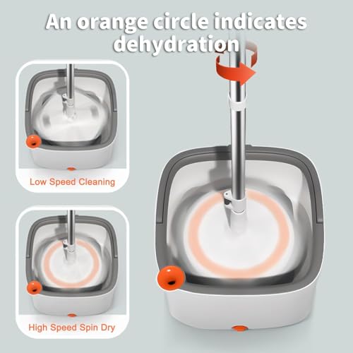 Spin Mop and Bucket with M16 Self Separation Dirty and Clean Water System with 2Pads, Self Wringing 360° Rotating Clean Mop-Head and Bucket Set for Hardwood Tile Marble Floors Mop-Grey - size: Grey Mop Set with 2 Pads