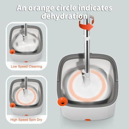 Spin Mop and Bucket with M16 Self Separation Dirty and Clean Water System with 2Pads, Self Wringing 360° Rotating Clean Mop-Head and Bucket Set for Hardwood Tile Marble Floors Mop-Grey - size: Grey Mop Set with 2 Pads
