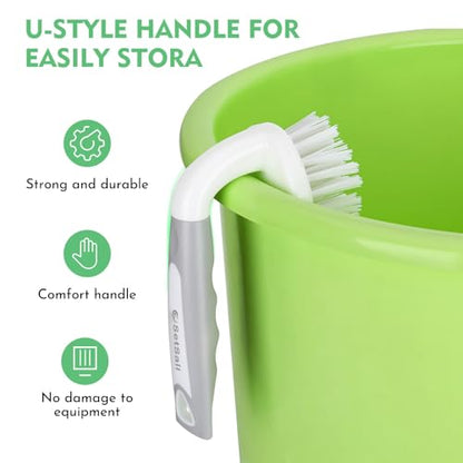 SetSail Scrub Brush, Heavy-Duty Scrub Brushes for Cleaning with Stiff Bristles Cleaning Brush for Shower, Bathroom, Carpet, Kitchen and Bathtub Scrubber - 2 Pack - color: Grey White