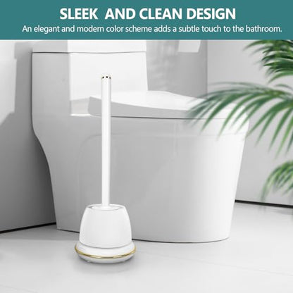 Gold Toilet Brush and Holder Set 2 Pack,Toilet Bowl Brush with Long Handle, Easy to Assemble of Compact Toilet Scrubber, Gold Bathroom Accessories. 2U - size: 2 pack standard cover