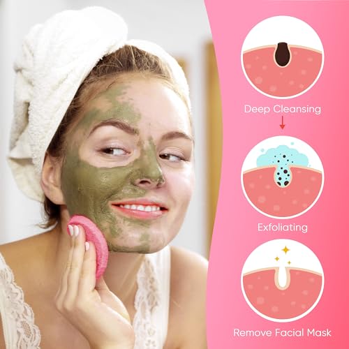 GAINWELL 100PCS Compressed Facial Sponges, Cleansing, for Personal Spa Esthetician Use, Pink - color: Pink, size: 1 Count (Pack of 100)