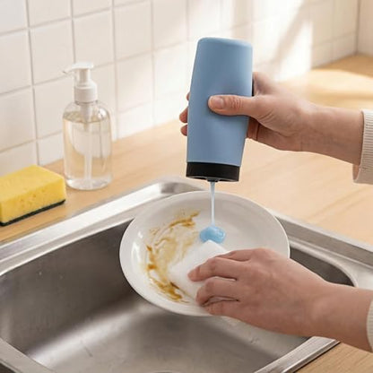 Dish Soap Dispenser for Kitchen, Silicone Squeeze Bottle for Dish Detergent (Light Blue) - color: Light Blue