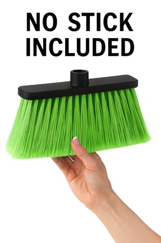 ALMA Apple Green 14" Soft Sweep Broom Head – Lightweight Flagged Bristles – 7/8" Universal Thread – Recycled PP(Apple-Green, ALMA) - color: Apple-green, size: ALMA
