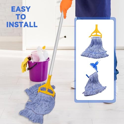 Commercial Heavy Duty Mop Heads Replacement for Rubbermaid: 9 Packs Industrial Wet Mop Head for Floor Cleaning - Commercial Products Looped End String Head Refills - color: 9 Count-blue