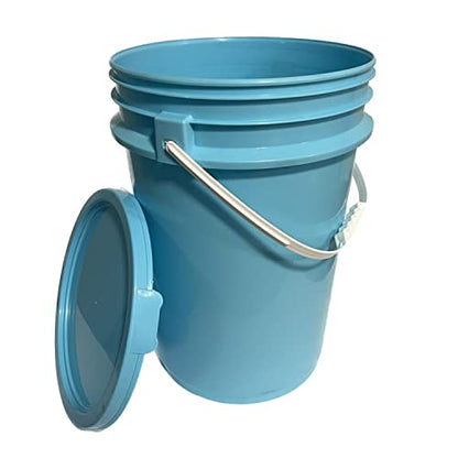 Outdoor 6 Gallon Bucket with Lid (Aqua Blue, 1Pack) - Durable All Purpose Pail -