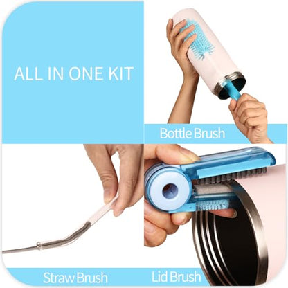 Silicone Cleaning Brush Kit - Water Bottle Brush with Long Handle Heavy Duty Straw Cleaner Brush, 4 in 1 Multipurpose Cup Cleaner Kit for Thermos, Sport Bottles, Coffee Mugs - size: Medium