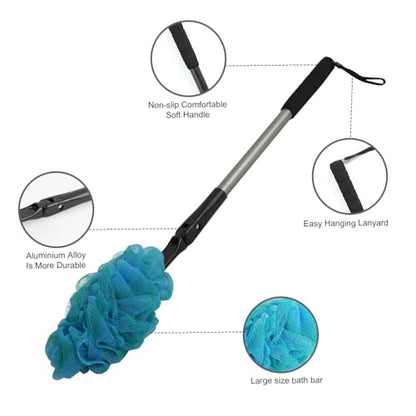 EASACE Back Scrubber for Shower Loofah with Long Handle, Adjustable Head with 1 Replacement Soft Loofa,Scrubber Sponge and Brush for Body,23″Loofah on a Stick for Men Women Bathing Accessories