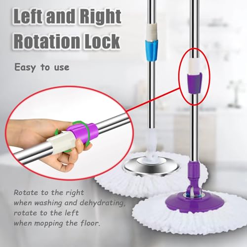 Extended Spin Mop Replacement Mop Handle, Upgraded 60-inch 360 Degrees Rotating Telescopic Replacement Mop Stick for Spin Mop Bucket Cleaning System Floor Cleaning (Plastic Disc, Blue) - color: Blue, style: Plastic Disc