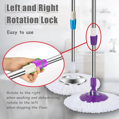 Extended Spin Mop Replacement Mop Handle, Upgraded 60-inch 360 Degrees Rotating Telescopic Replacement Mop Stick for Spin Mop Bucket Cleaning System Floor Cleaning (Plastic Disc, Purple) - color: Purple, style: Plastic Disc