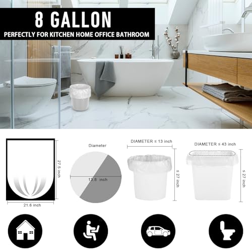 105Counts 8 Gallon Trash Bags, Flexible & Durable Kitchen Garbage Bags, Unscented & Easy Tearing Medium Trash Bag for Kitchen, Bathroom, Bedroom, Office, Transparent - style: 8 Gallon Transparent 105 counts